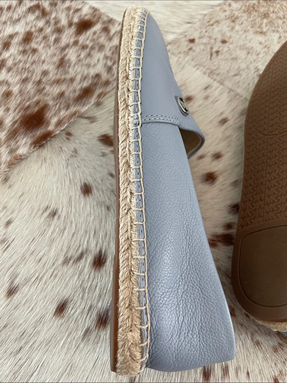 Michael Kors Light Blue Leather Espadrille Flats with Jute Trim